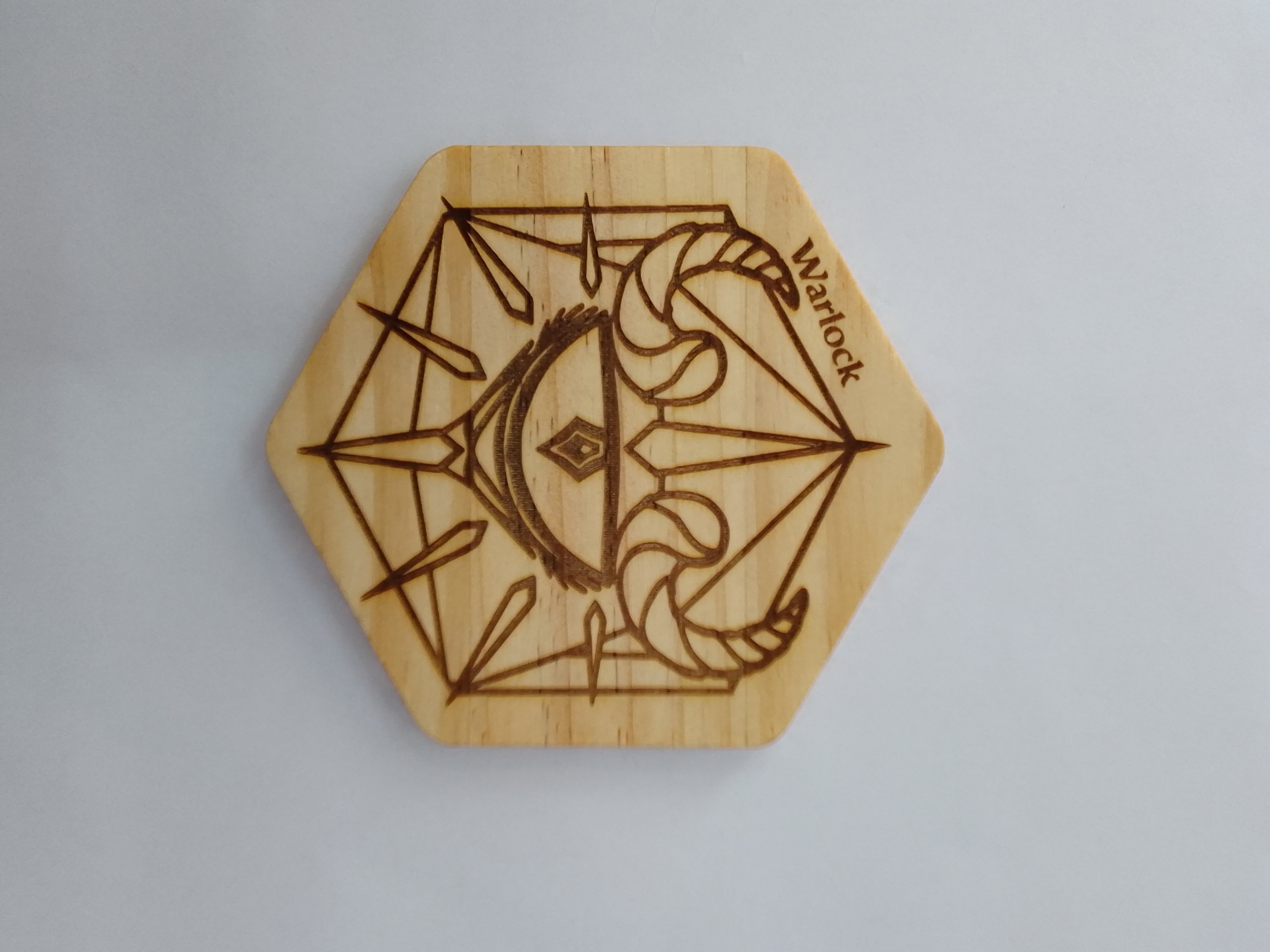 Χειροποίητο ξύλινο drink coaster Dangeons & Dragon Warlock.