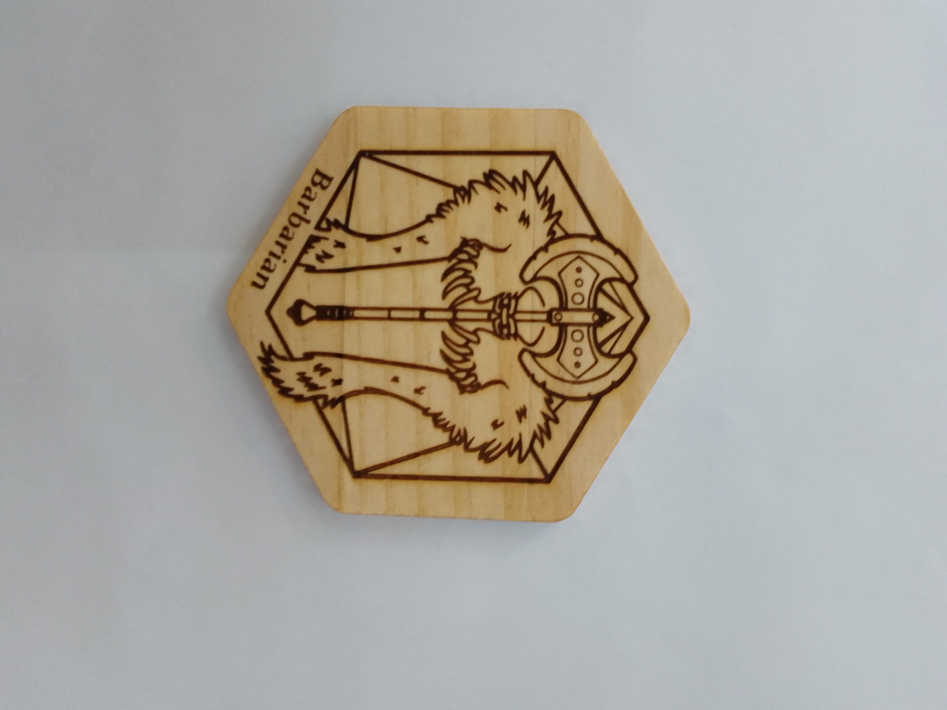Χειροποίητο ξύλινο drink coaster Dangeons & Dragon Barbarian.