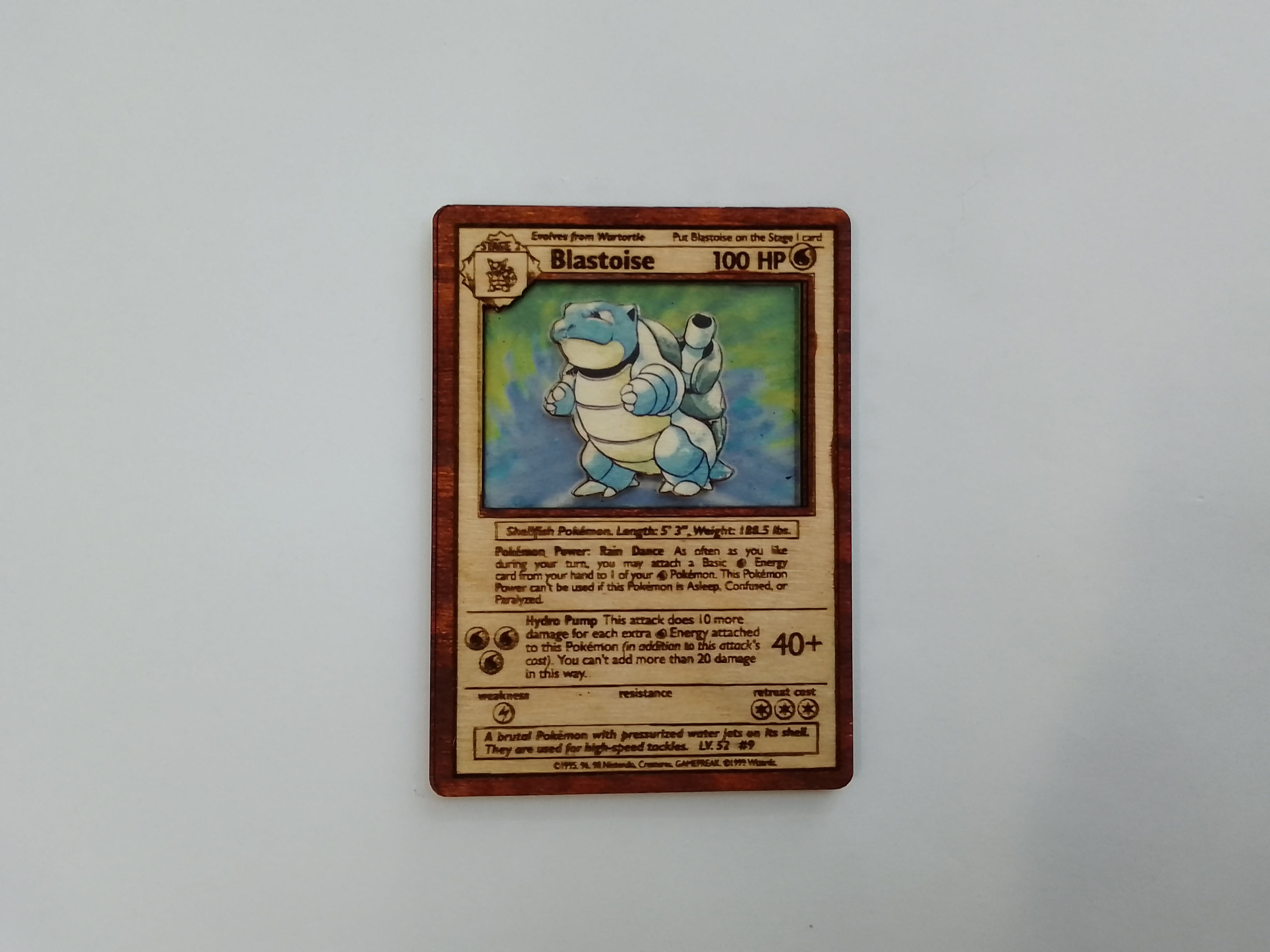 Χειροποίητη ξύλινη κάρτα Pokemon Blastoise