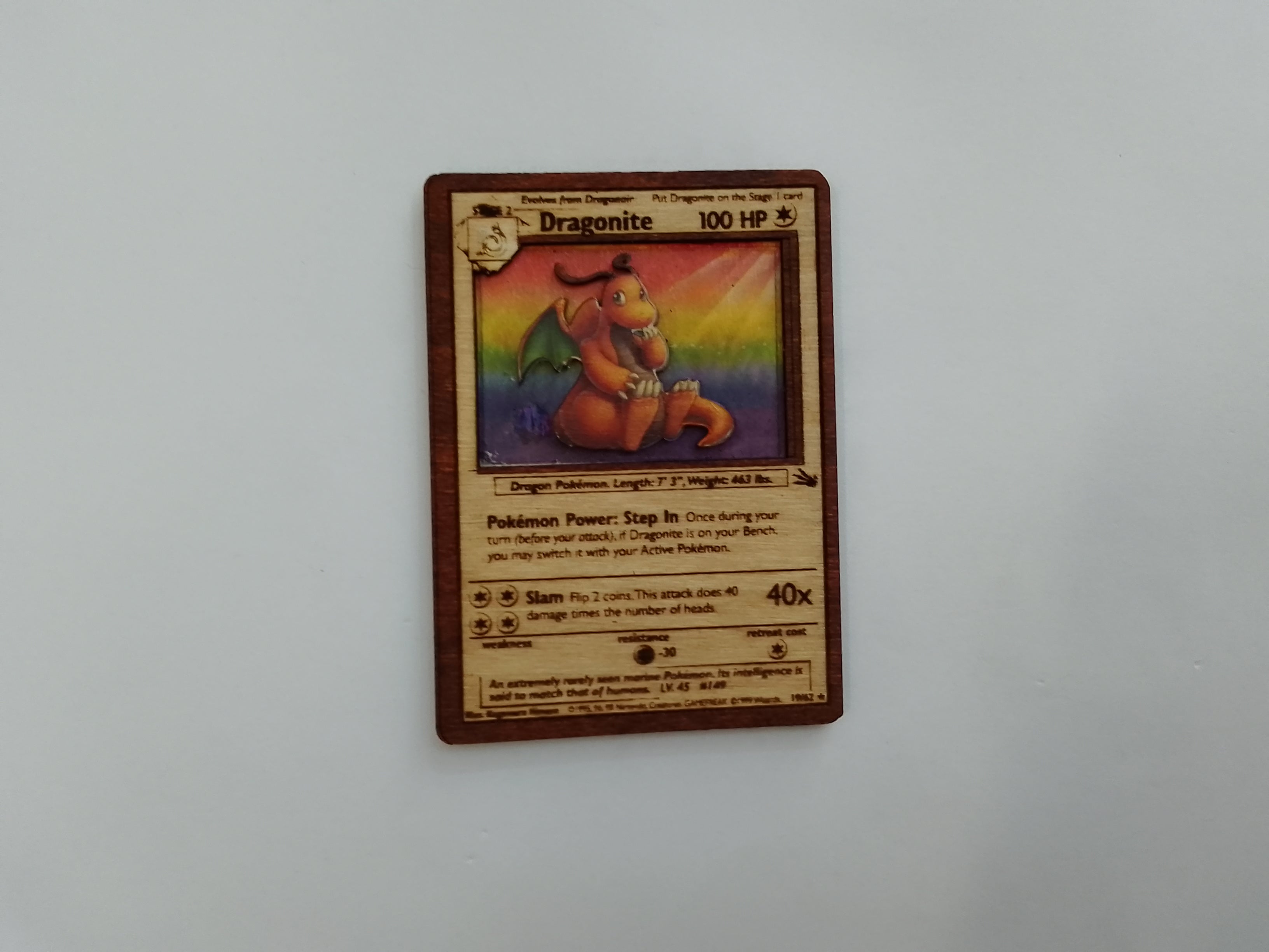 Χειροποίητη ξύλινη κάρτα Pokemon Dragonite