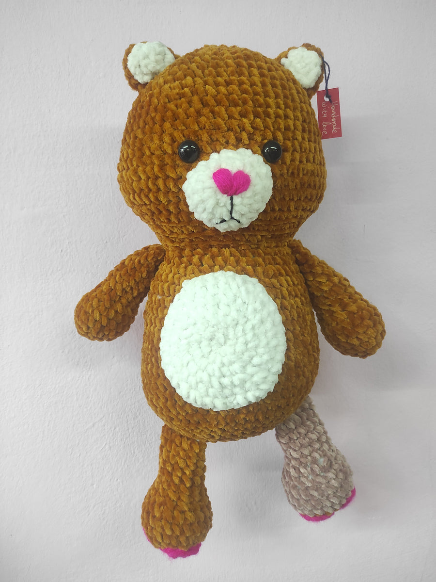 Χειροποίητο πλεκτό κουκλάκι τύπου Care Bear με Τεχνητό Μέλος