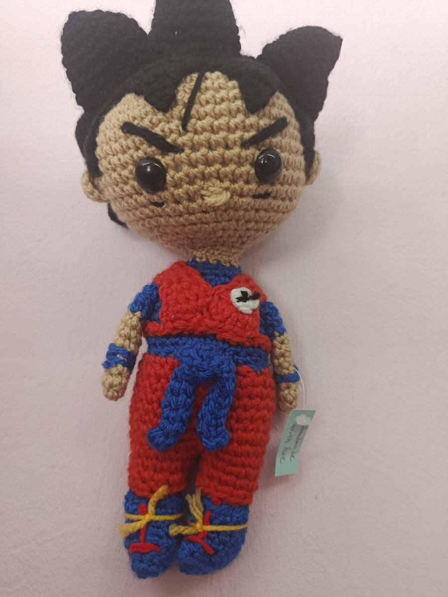 Χειροποίητο πλεκτό τύπου Goku μαύρα μαλλιά