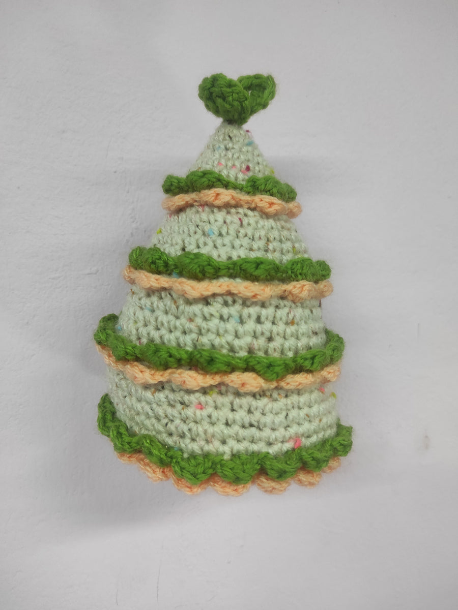 Χειροποίητο πλεκτό μπεζ Χριστουγεννιάτικο δέντρο