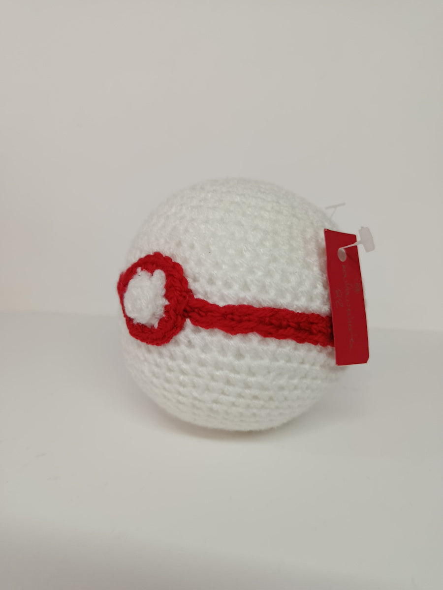 Χειροποίητο πλεκτό κουκλάκι τύπου Premierball Pokeball