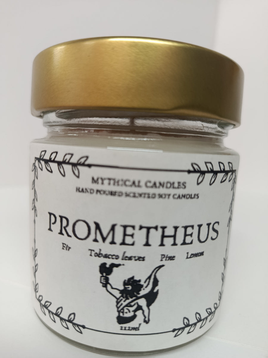Χειροποίητο Κερί σόγιας Prometheus tobacco leaves, pine lemon 212ml