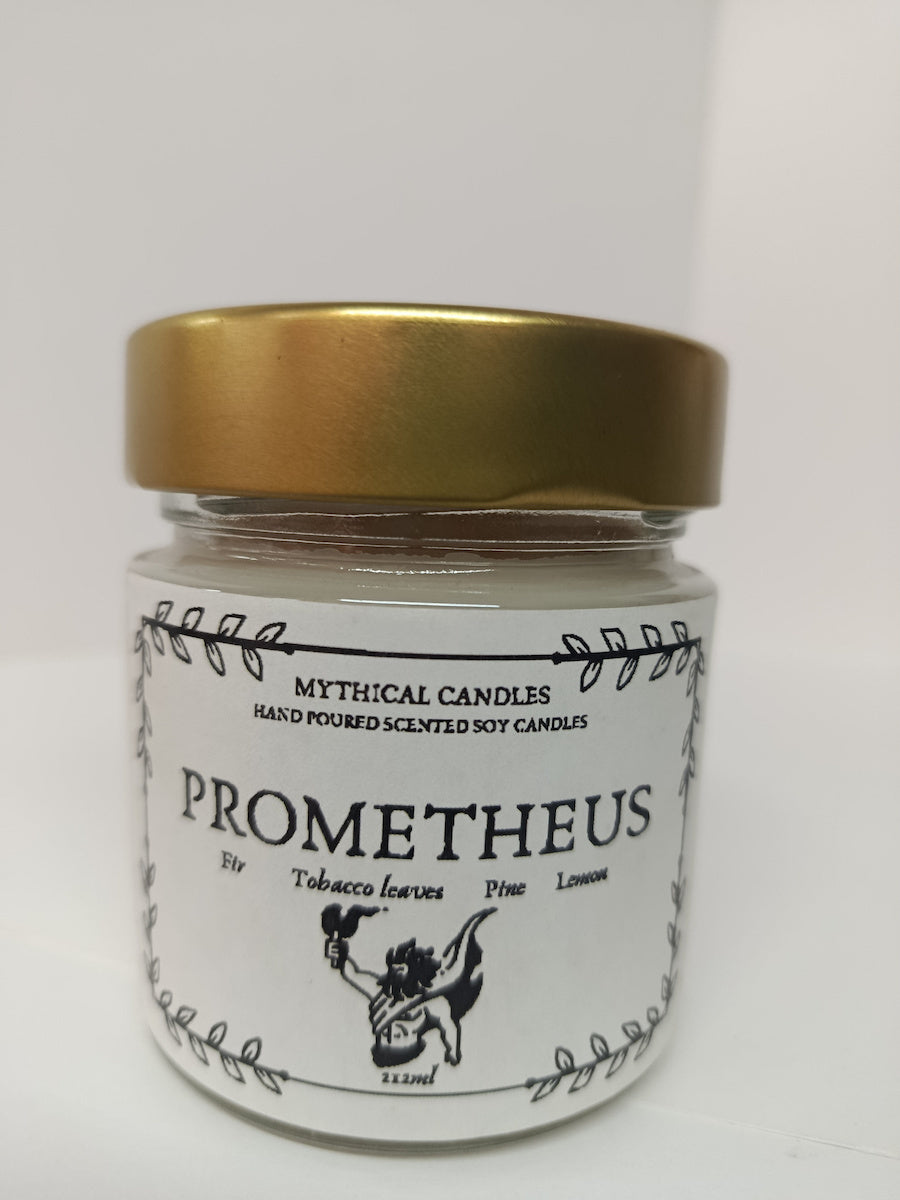 Χειροποίητο Κερί σόγιας Prometheus tobacco leaves, pine lemon 212ml