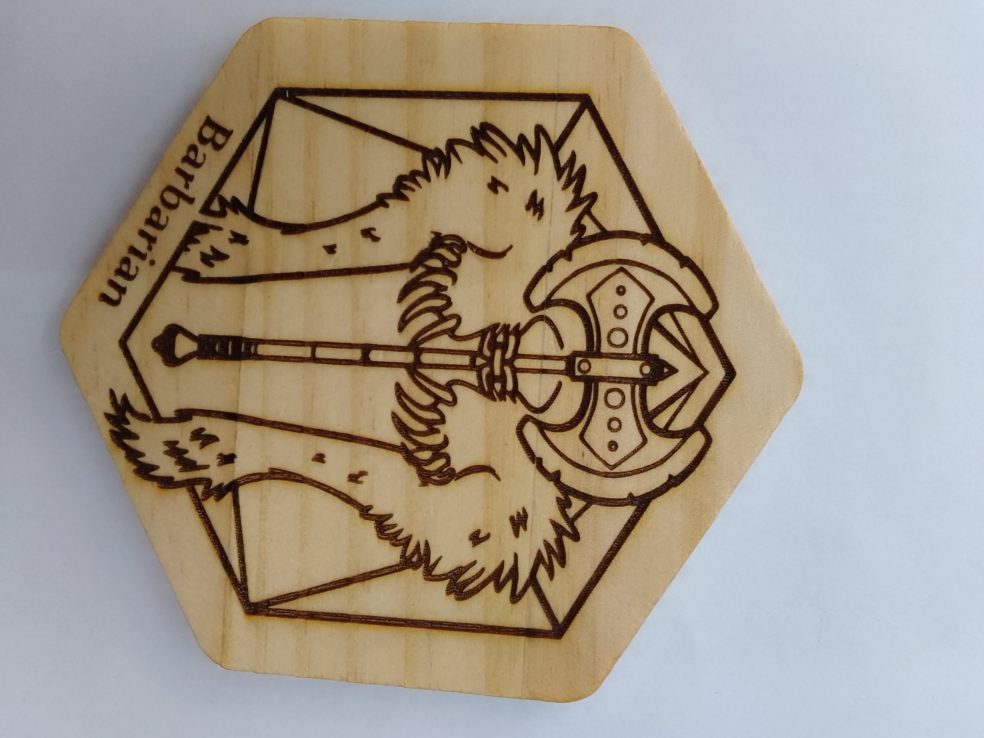 Χειροποίητο ξύλινο drink coaster Dangeons & Dragon Barbarian.