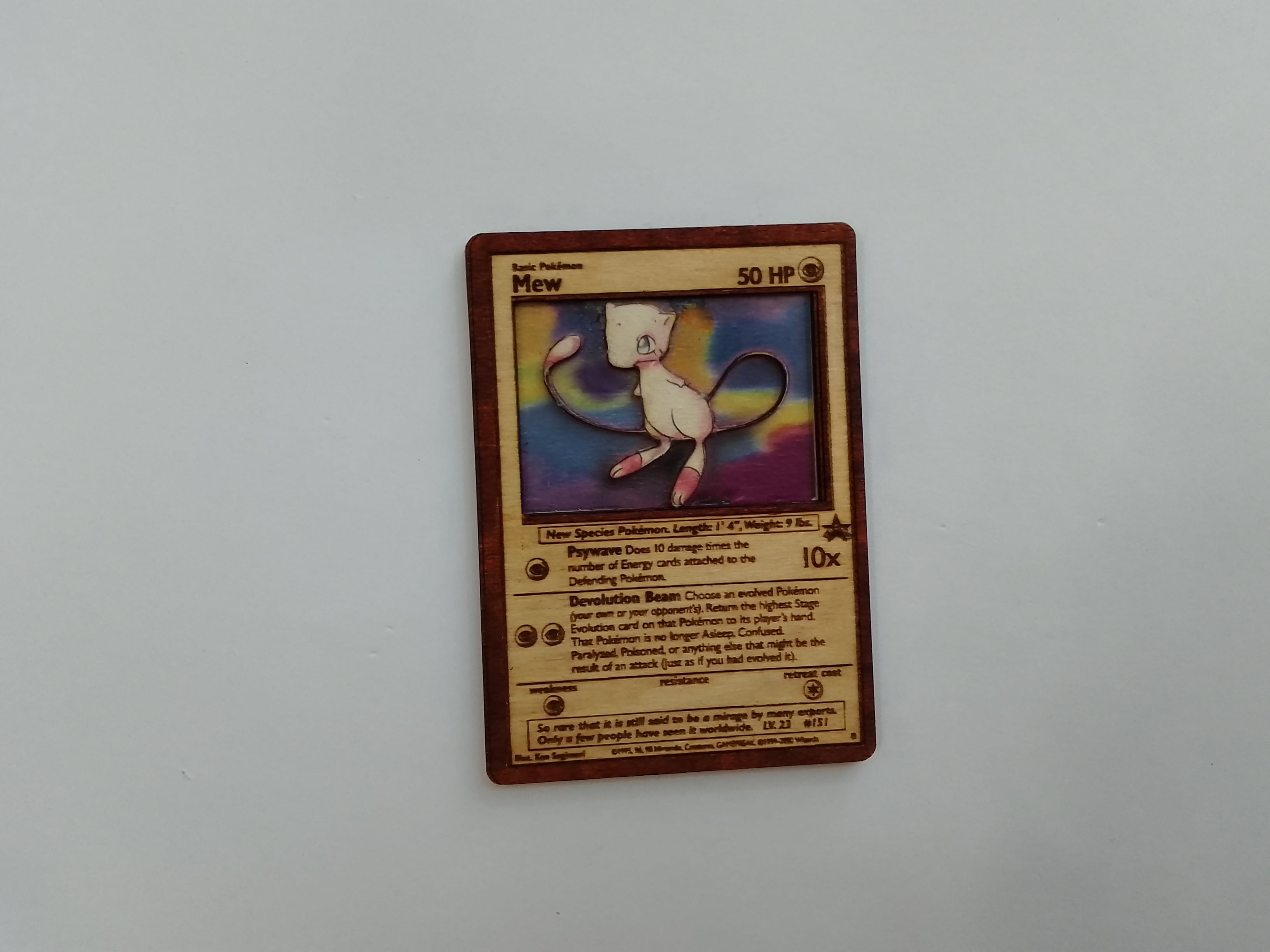 Χειροποίητη ξύλινη κάρτα Pokemon Mew