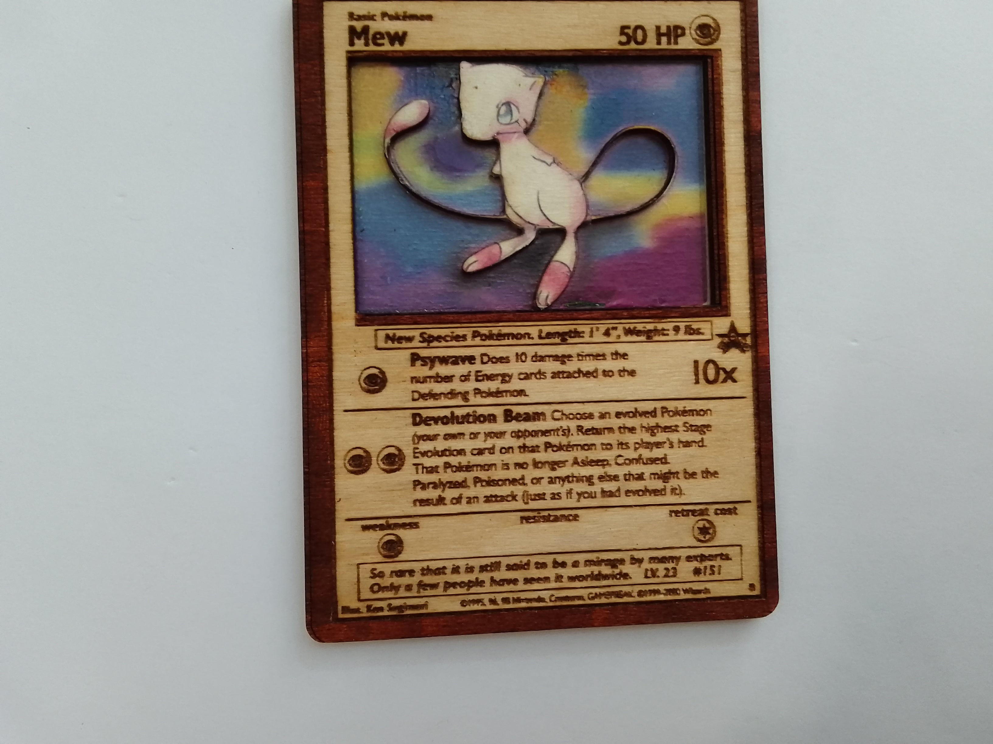 Χειροποίητη ξύλινη κάρτα Pokemon Mew