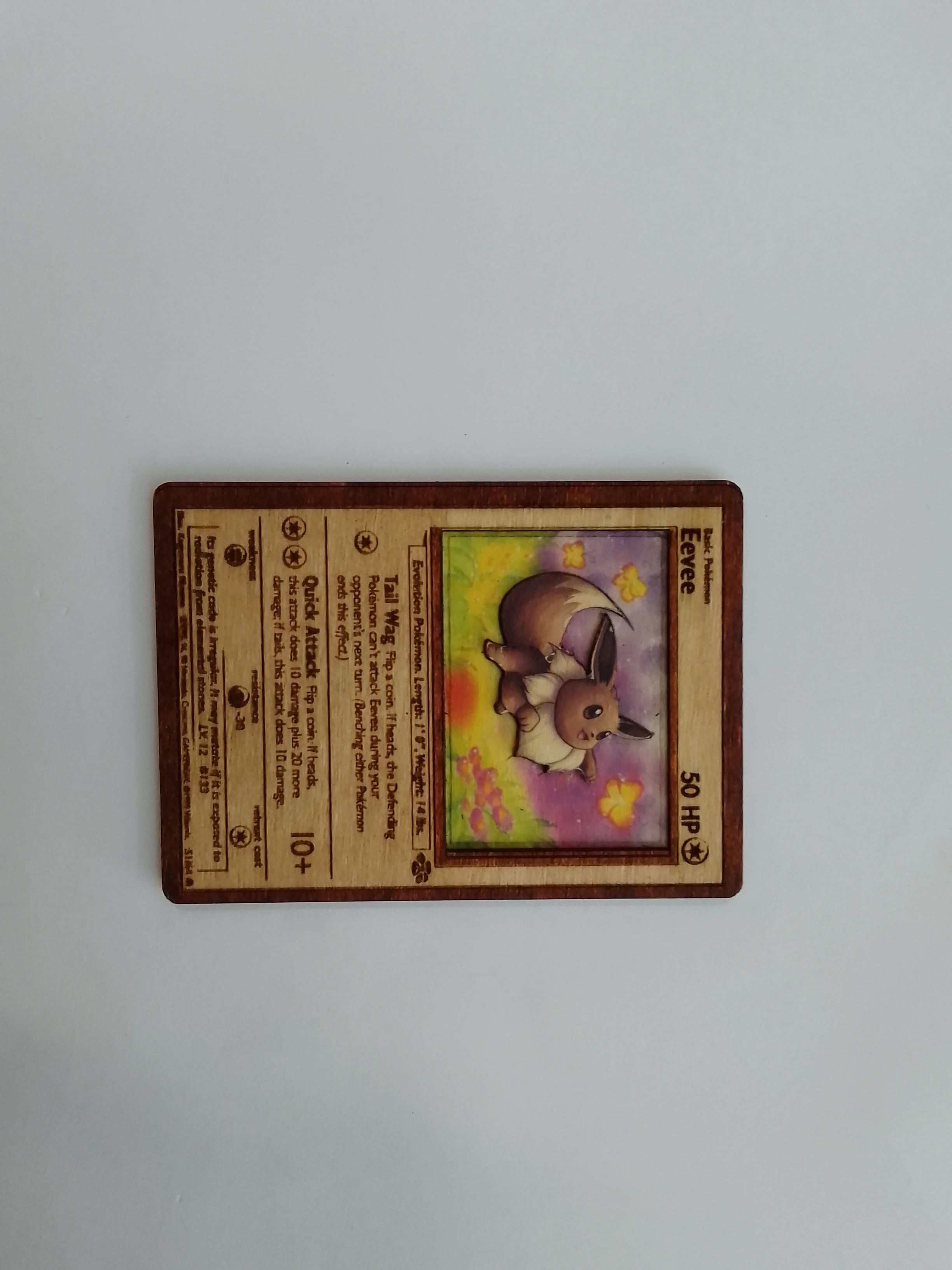 Χειροποίητη ξύλινη κάρτα Pokemon Eevee