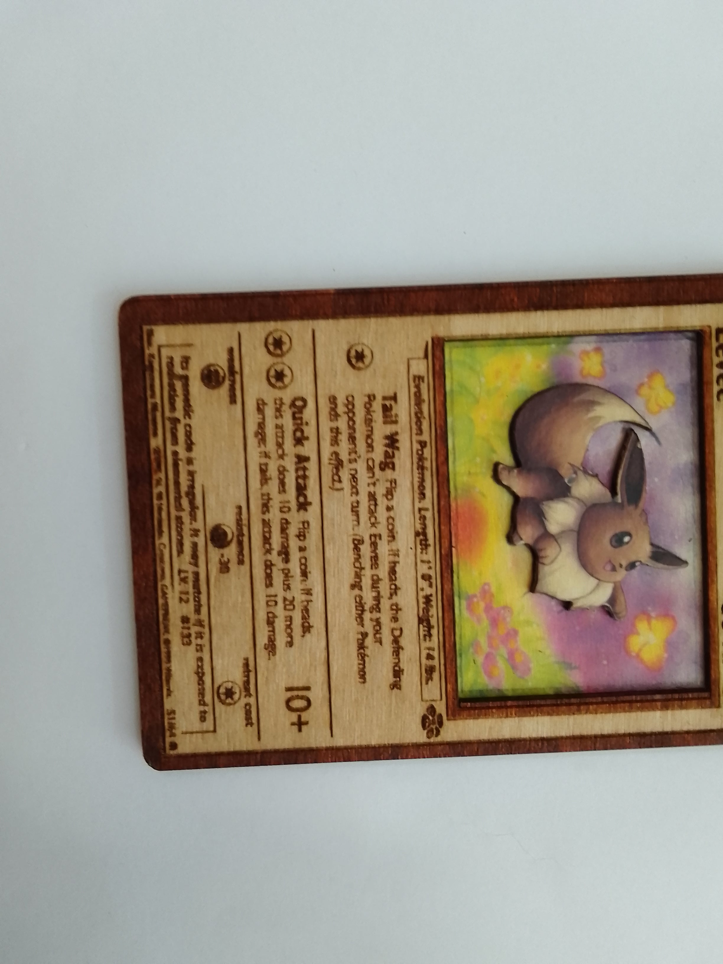 Χειροποίητη ξύλινη κάρτα Pokemon Eevee