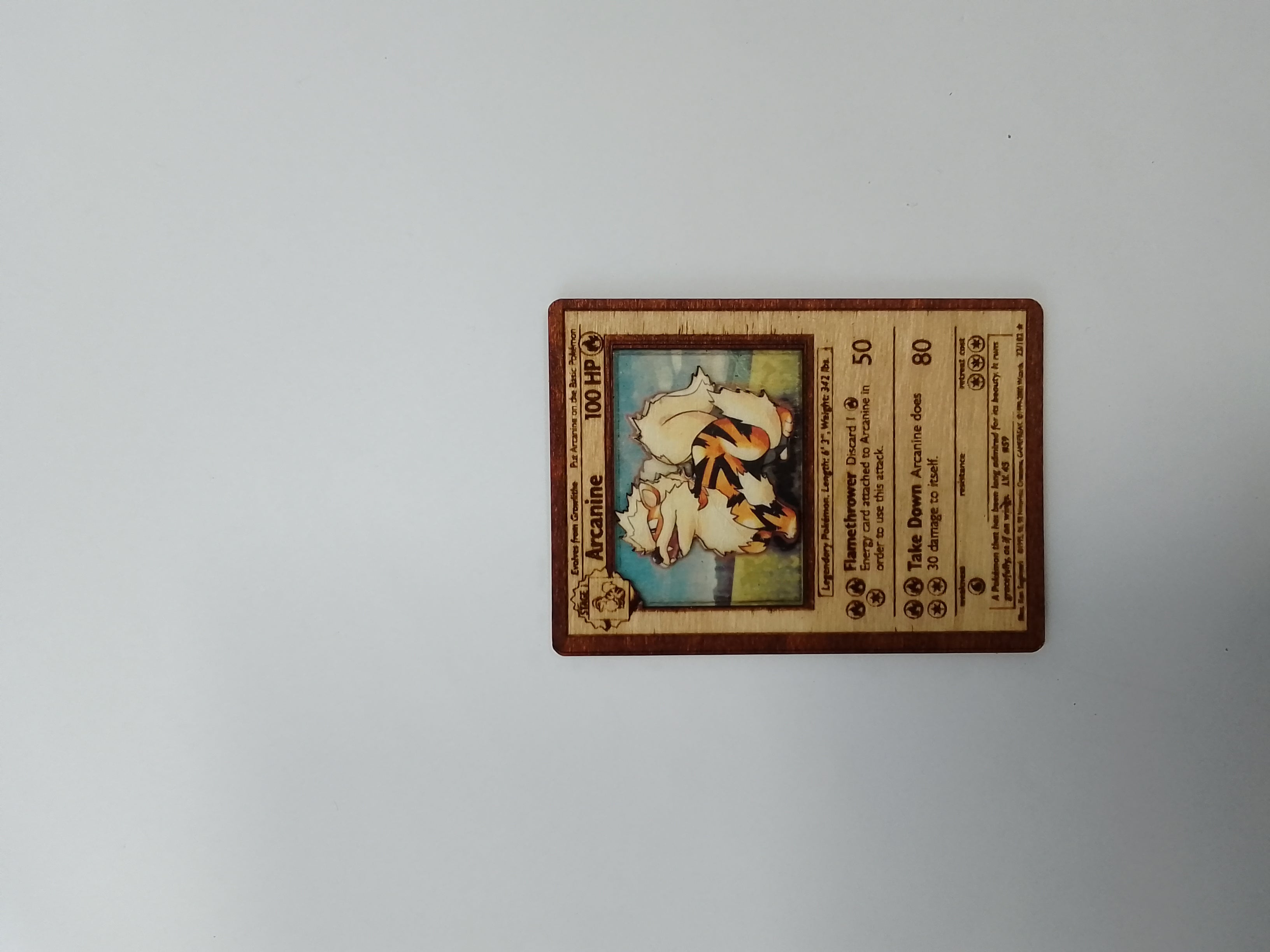 Χειροποίητη ξύλινη κάρτα Pokemon Arcanine