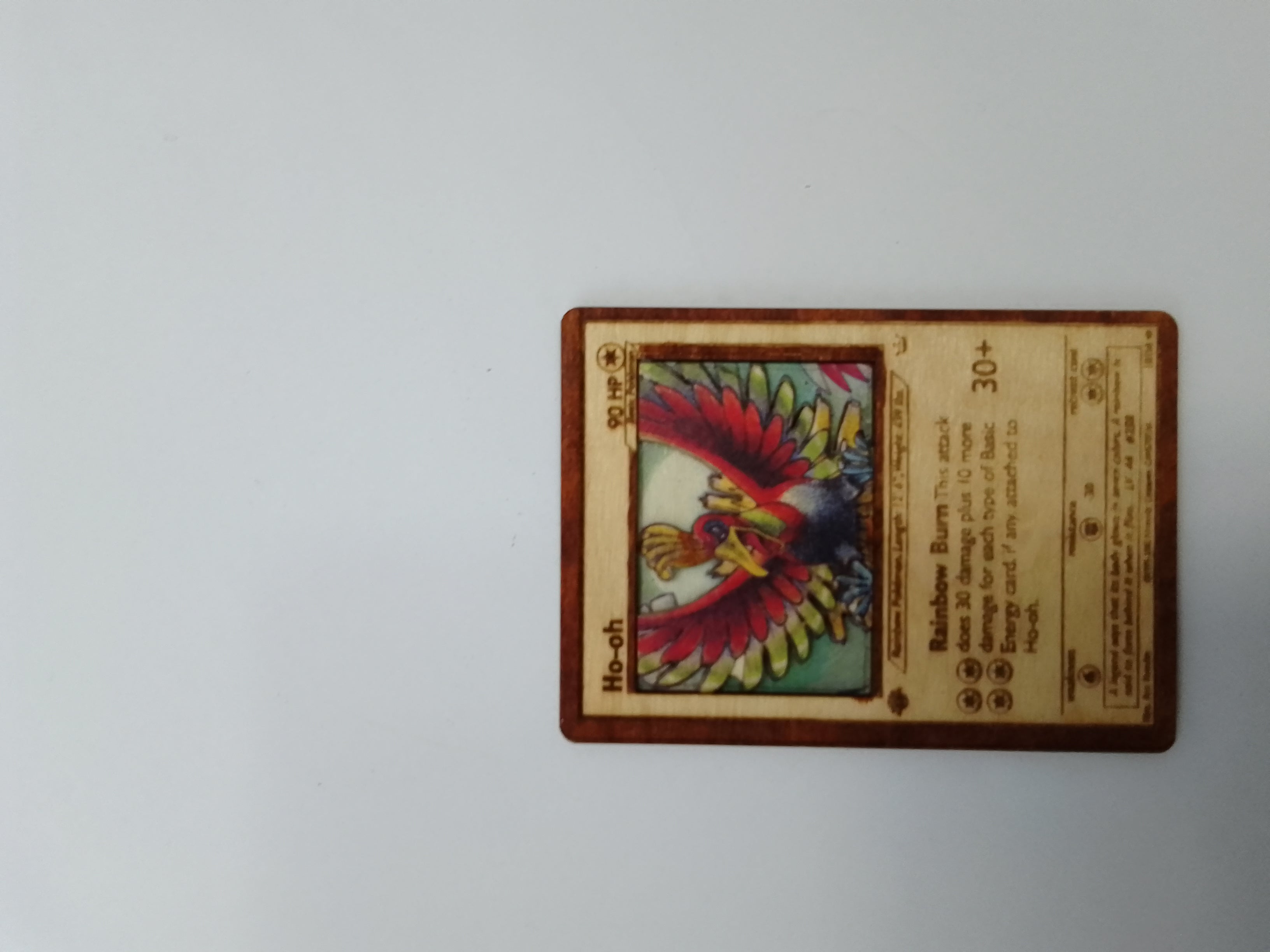Χειροποίητη ξύλινη κάρτα Pokemon Ho-oh