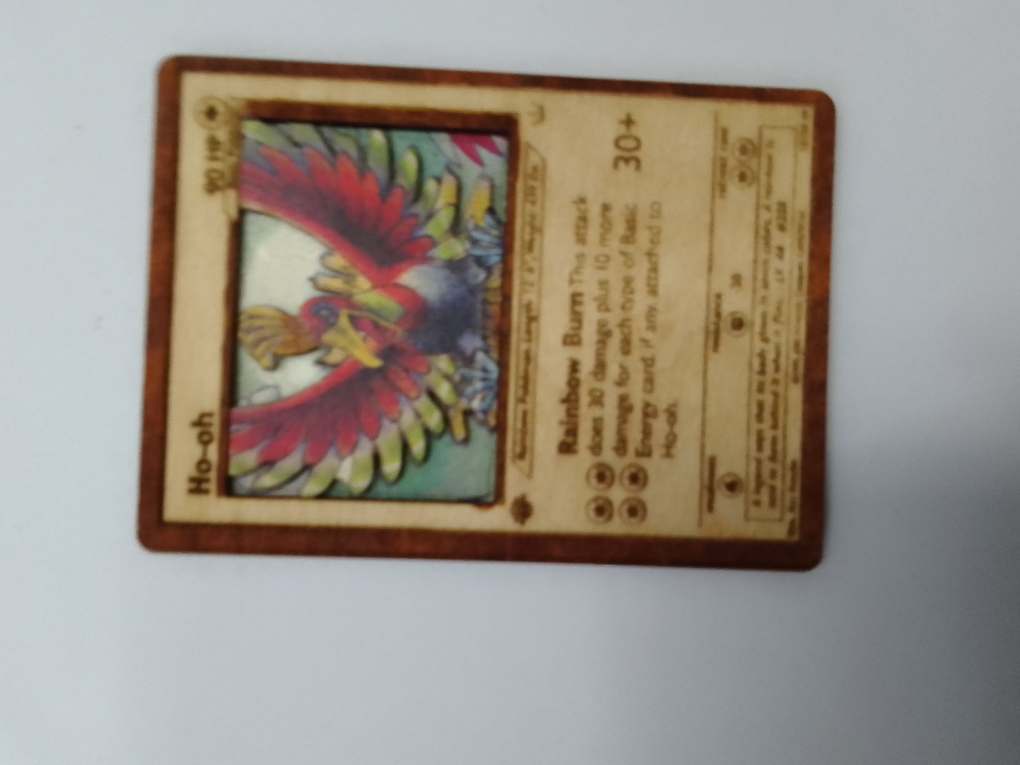 Χειροποίητη ξύλινη κάρτα Pokemon Ho-oh