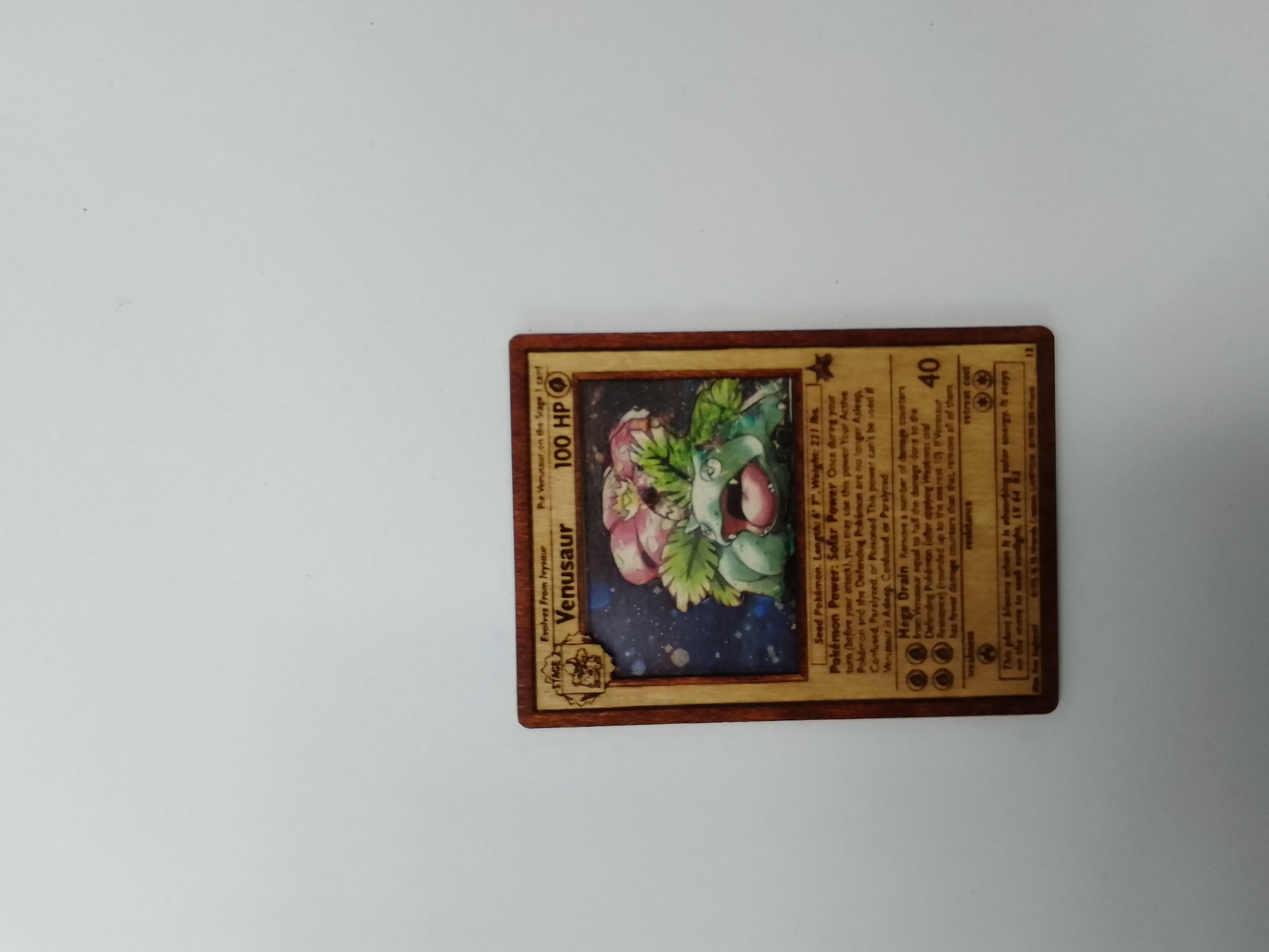 Χειροποίητη ξύλινη κάρτα Pokemon Venusaur