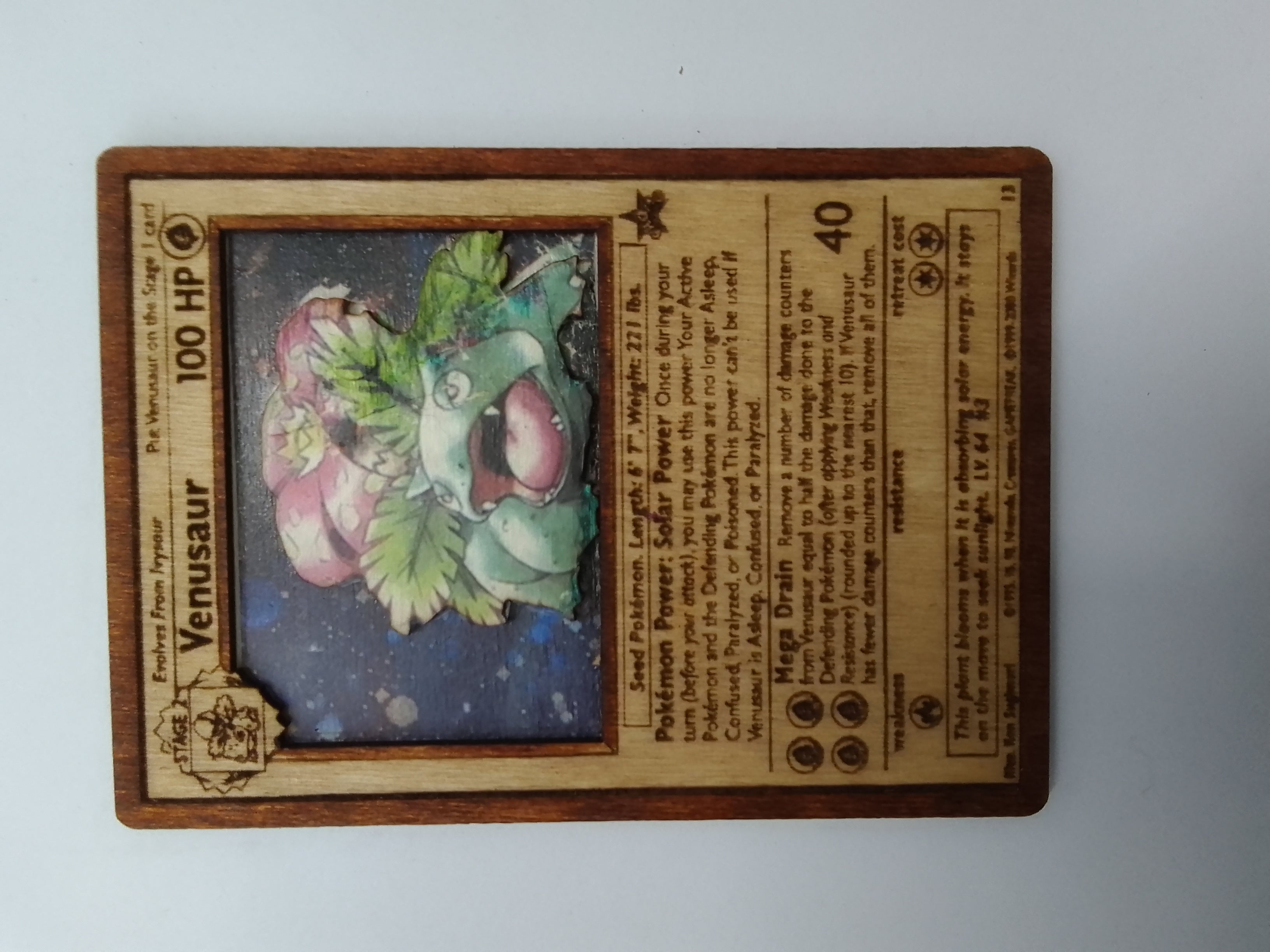 Χειροποίητη ξύλινη κάρτα Pokemon Venusaur