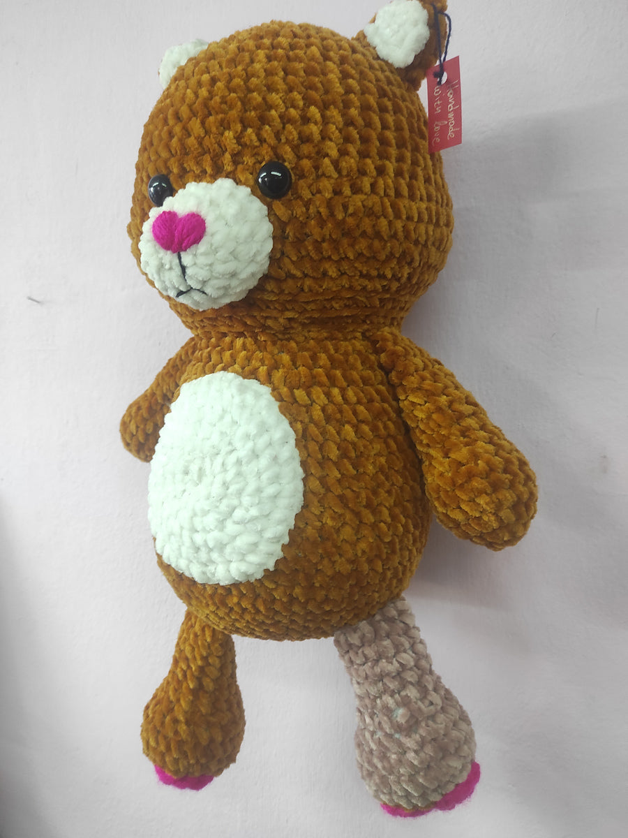 Χειροποίητο πλεκτό κουκλάκι τύπου Care Bear με Τεχνητό Μέλος