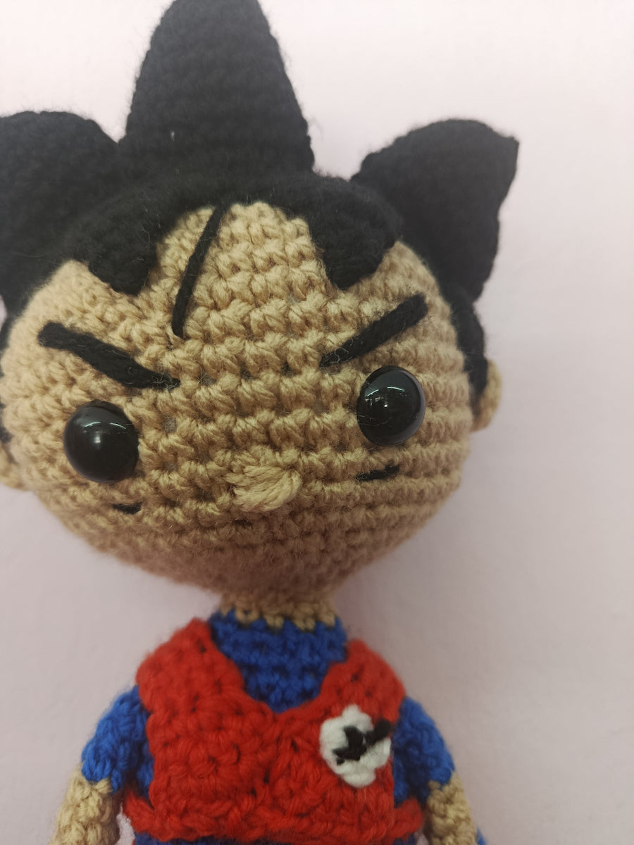 Χειροποίητο πλεκτό τύπου Goku μαύρα μαλλιά