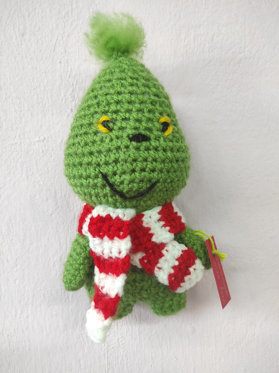 Χειροποίητο πλεκτό κουκλάκι Μικρός Πράσινος Ζαβολιάρης τύπου Grinch