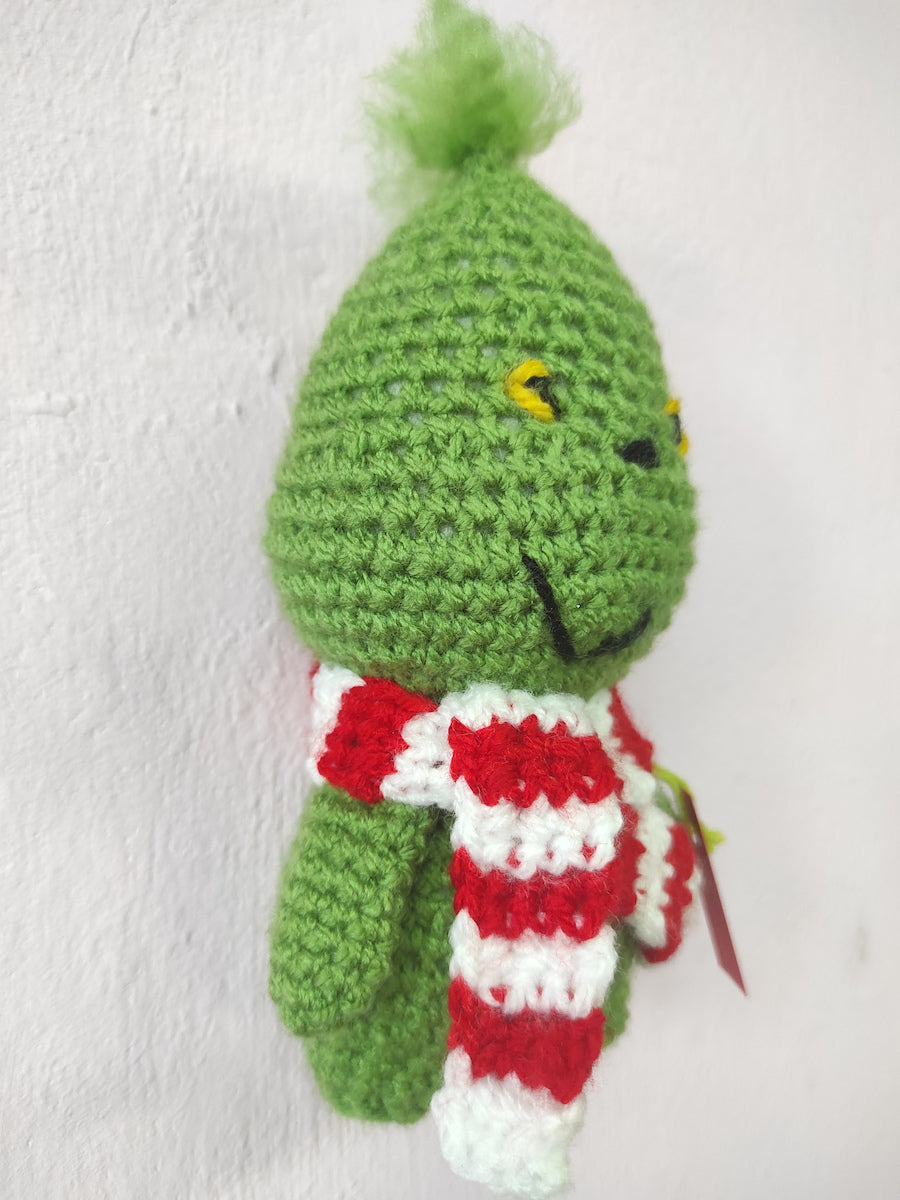 Χειροποίητο πλεκτό κουκλάκι Μικρός Πράσινος Ζαβολιάρης τύπου Grinch