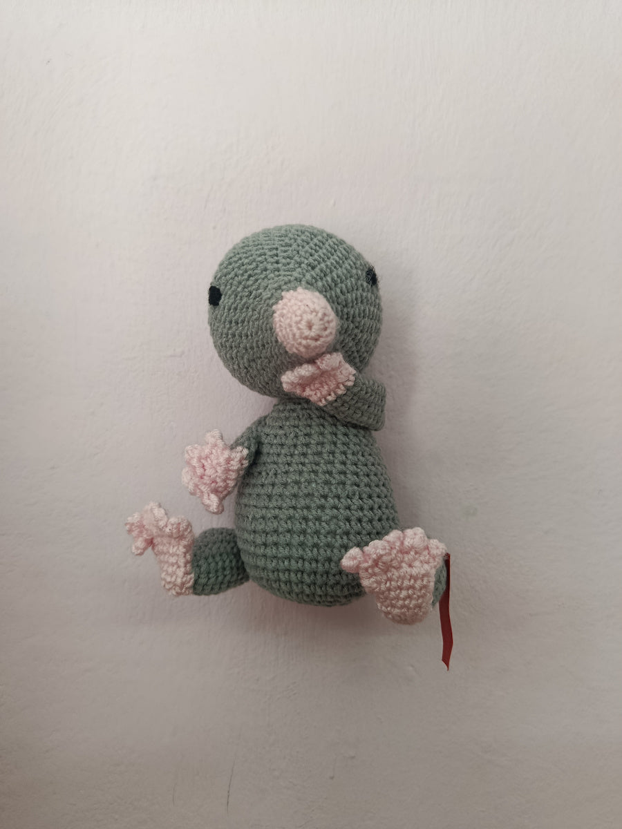 Χειροποίητο πλεκτό κουκλάκι ντροπαλός γκρί τυφλοπόντικας