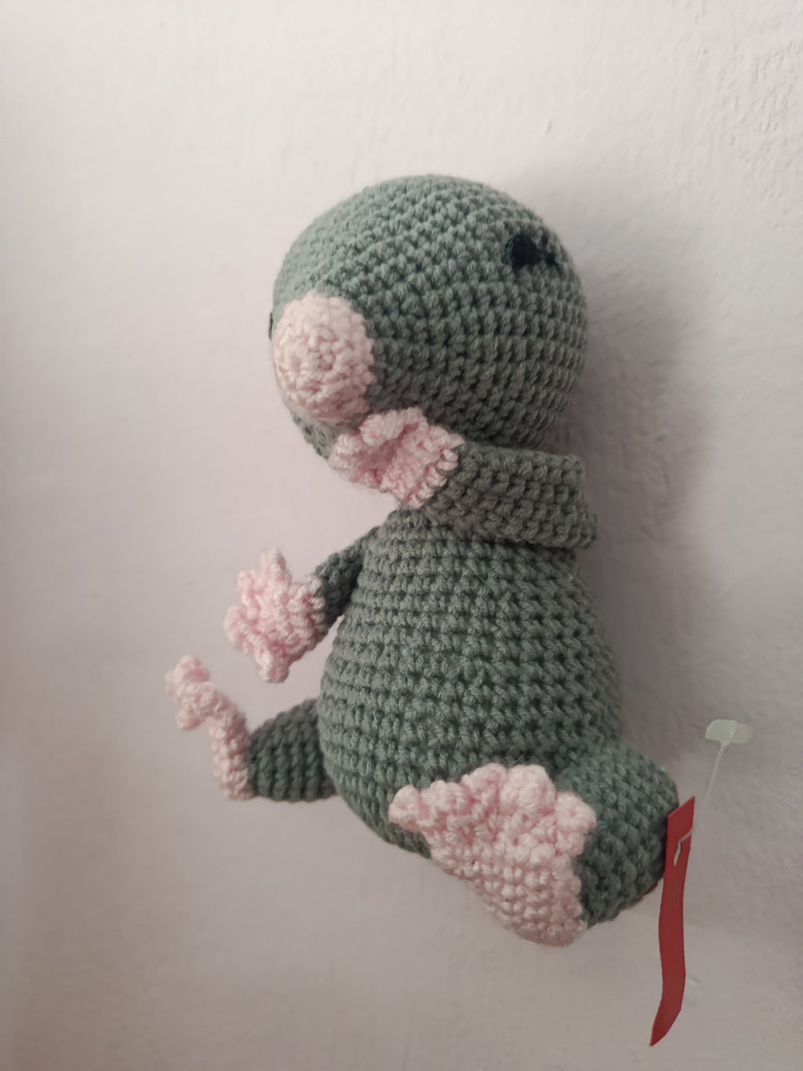 Χειροποίητο πλεκτό κουκλάκι ντροπαλός γκρί τυφλοπόντικας