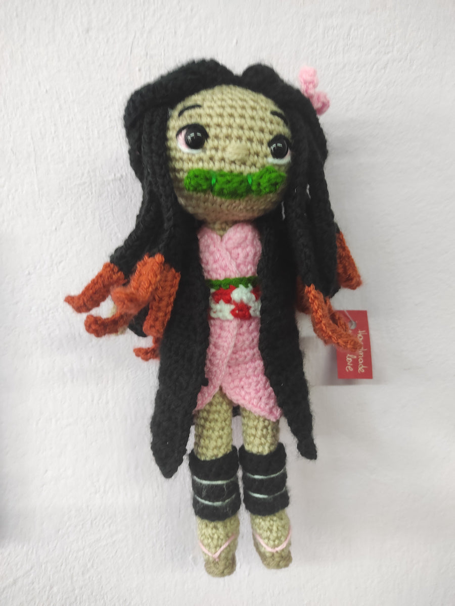 Χειροποίητη πλεκτή κούκλα τύπου Nezuko