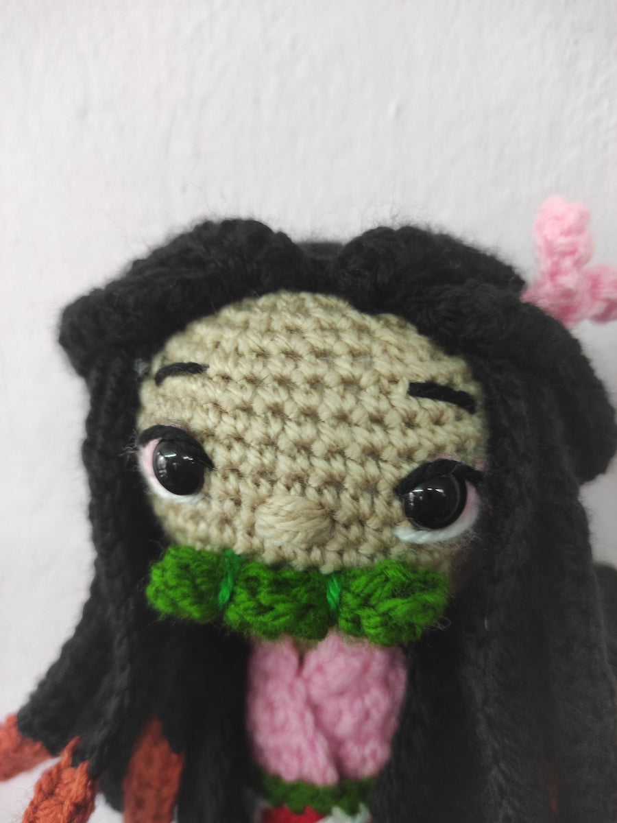 Χειροποίητη πλεκτή κούκλα τύπου Nezuko