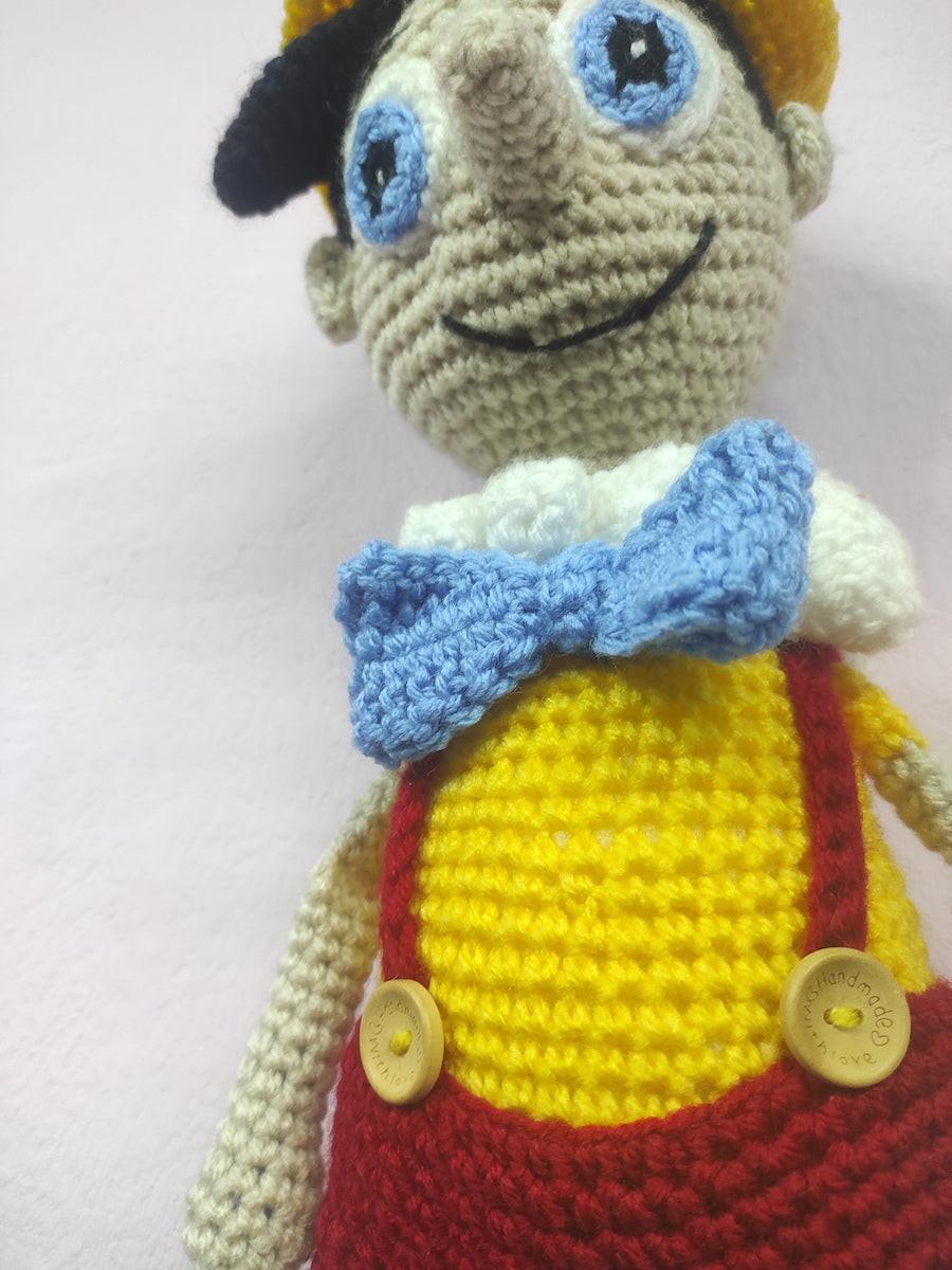 Χειροποίητο πλεκτό κουκλάκι Πινόκιο