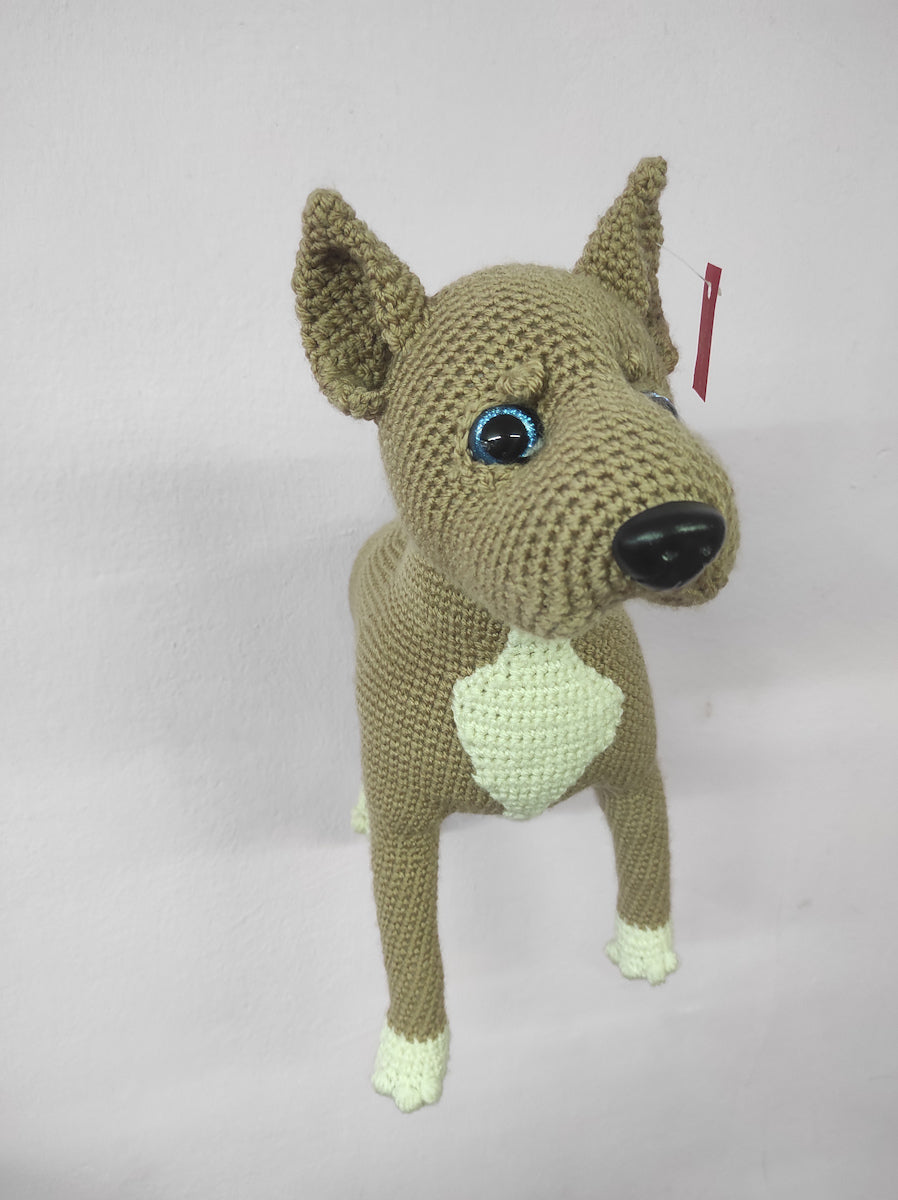 Χειροποίητο πλεκτό κουκλάκι σκύλος Pitbull