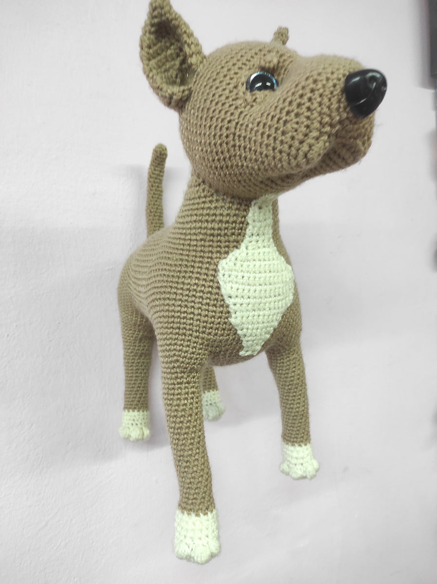 Χειροποίητο πλεκτό κουκλάκι σκύλος Pitbull