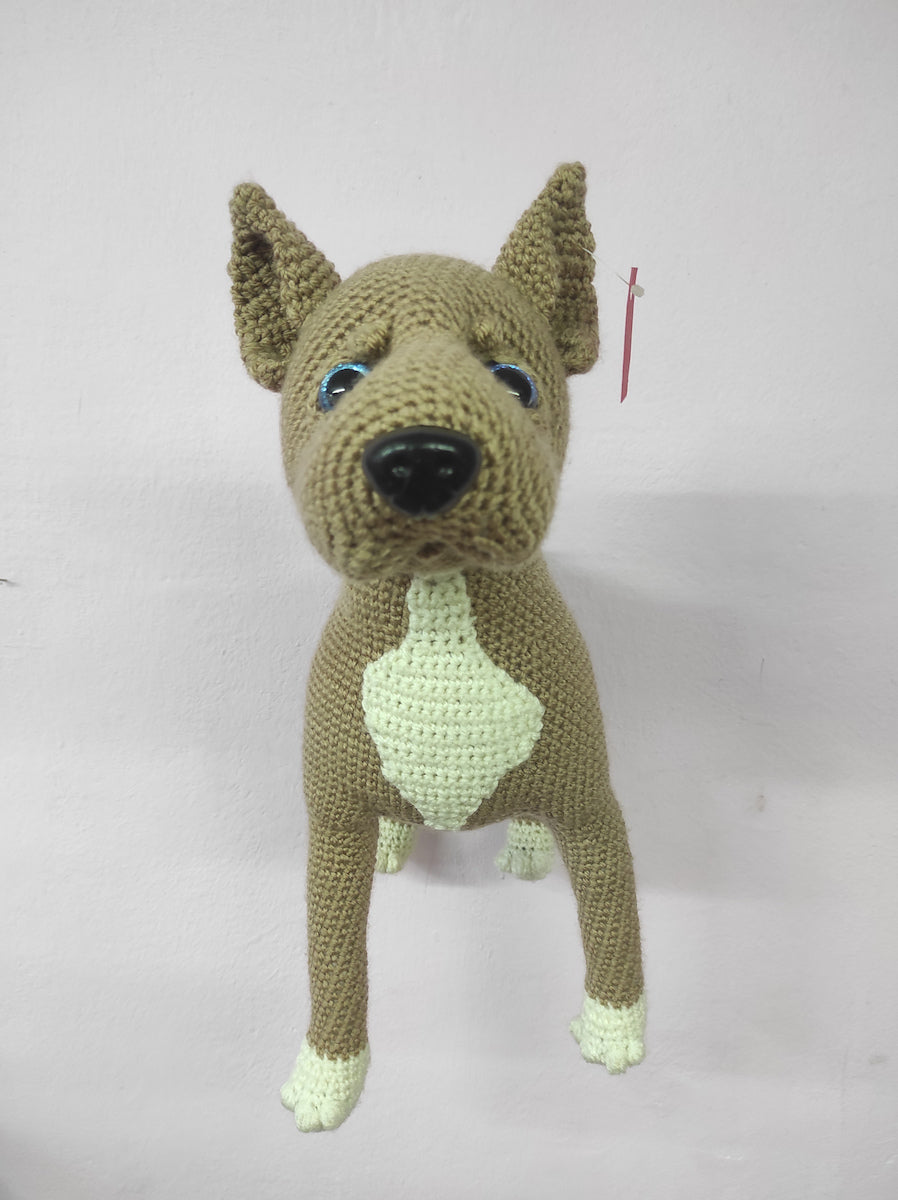 Χειροποίητο πλεκτό κουκλάκι σκύλος Pitbull