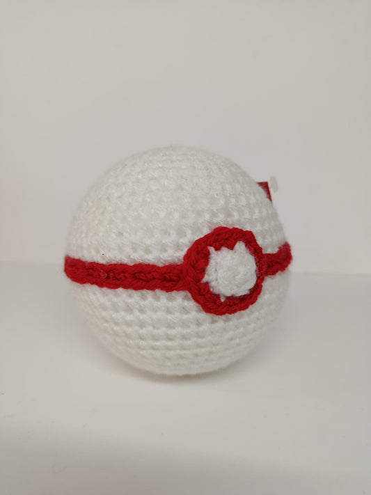 Χειροποίητο πλεκτό κουκλάκι τύπου Premierball Pokeball