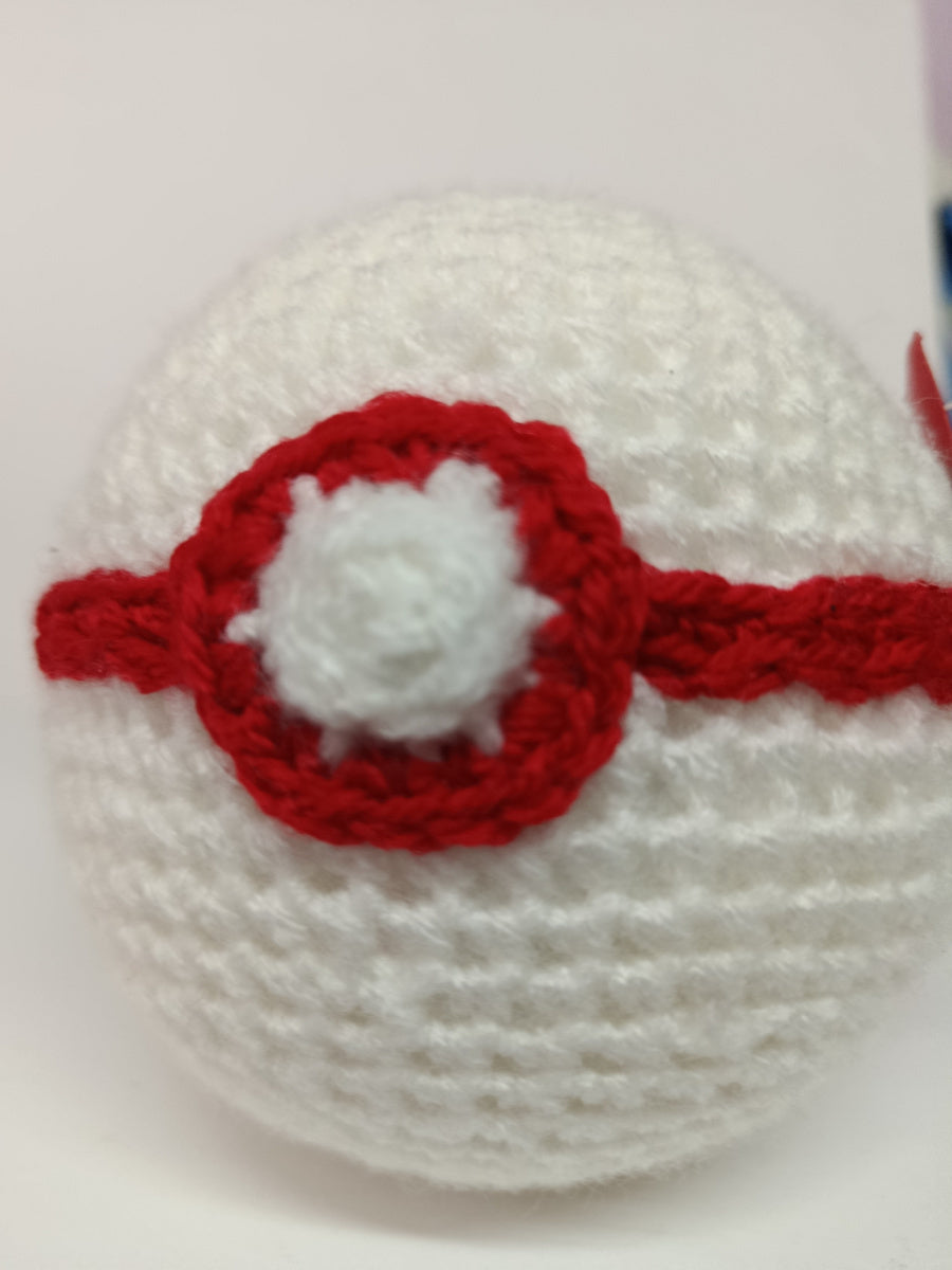 Χειροποίητο πλεκτό κουκλάκι τύπου Premierball Pokeball