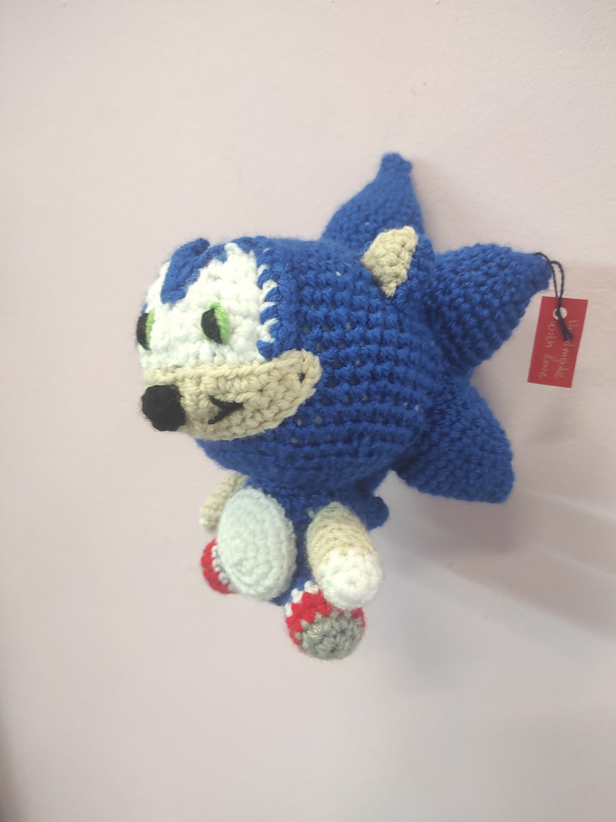 Χειροποίητο πλεκτό κουκλάκι τύπου Sonic