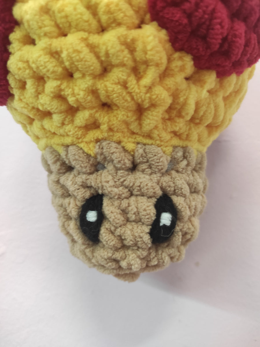 Χειροποίητο πλεκτό κουκλάκι Κόκκινο Βελουτέ Μανιτάρι