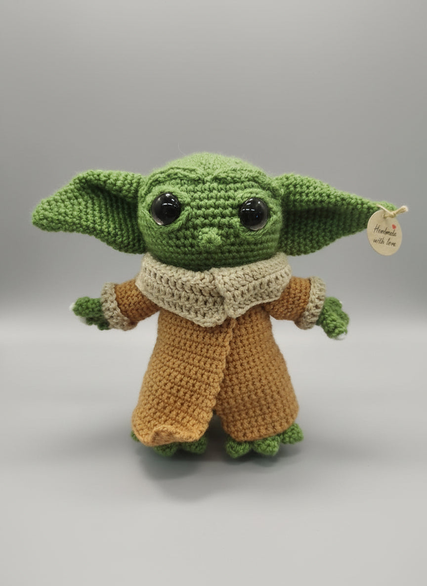 Χειροποίητο πλεκτό κουκλάκι τύπου Grogu (Baby Yoda)